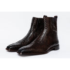 The Boss Brown Pythn Snk Zip-Up Leather Men Boot Limited Edition