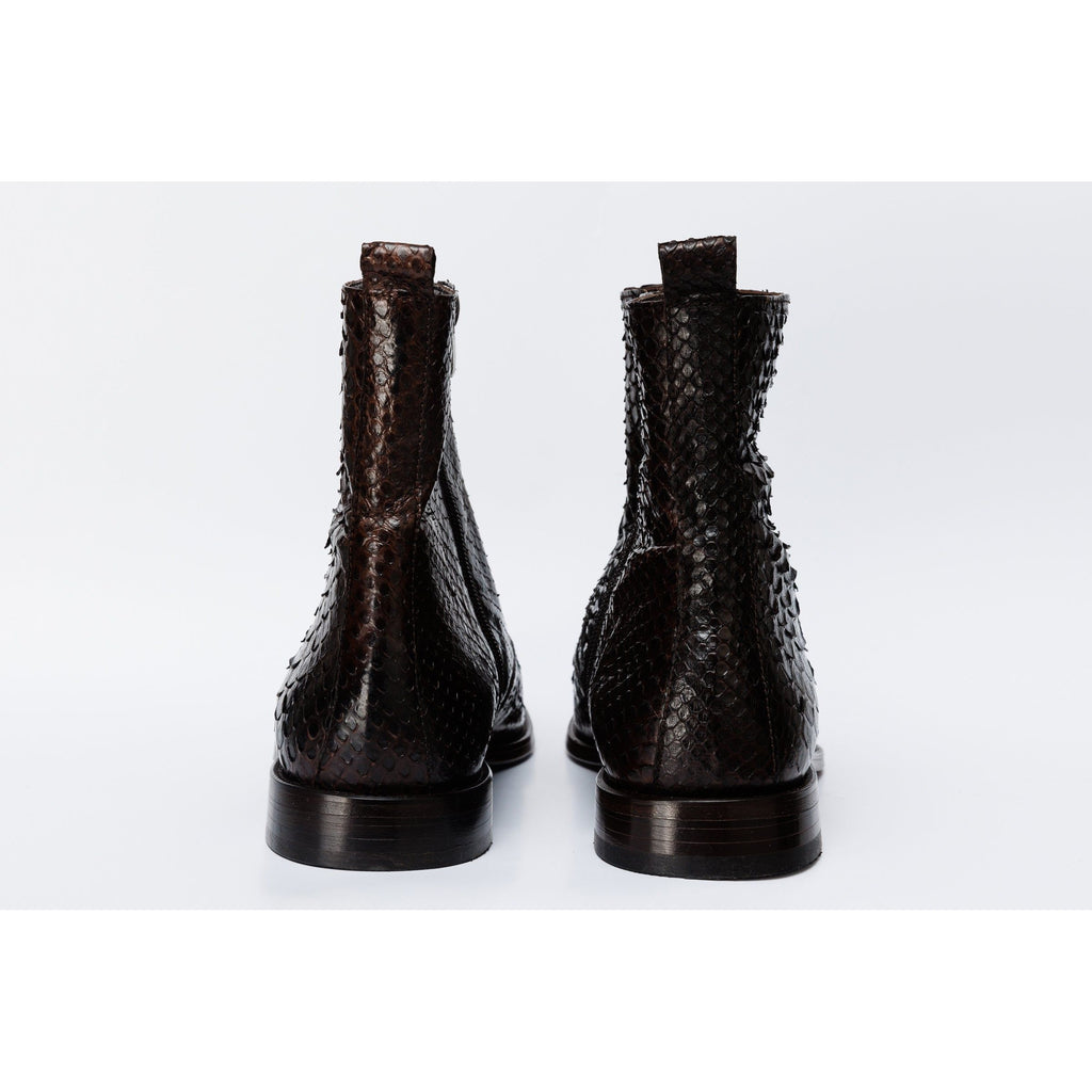 The Boss Brown Pythn Snk Zip-Up Leather Men Boot Limited Edition