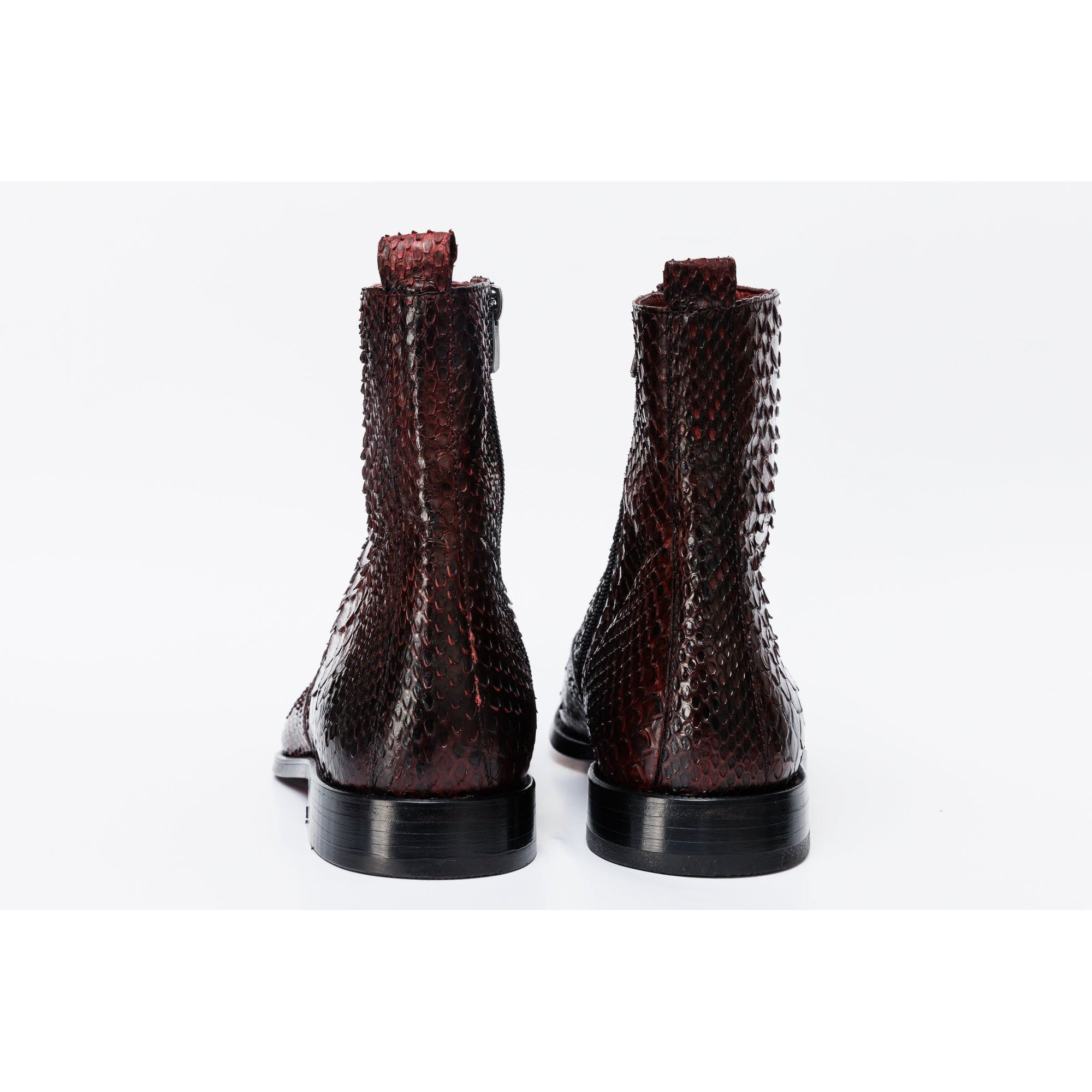 The Boss Burgundy Pythn Snk Zip-Up Leather Men Boot Limited Edition