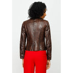 The Mekke Pythn Skin Brown Leather Women Jacket