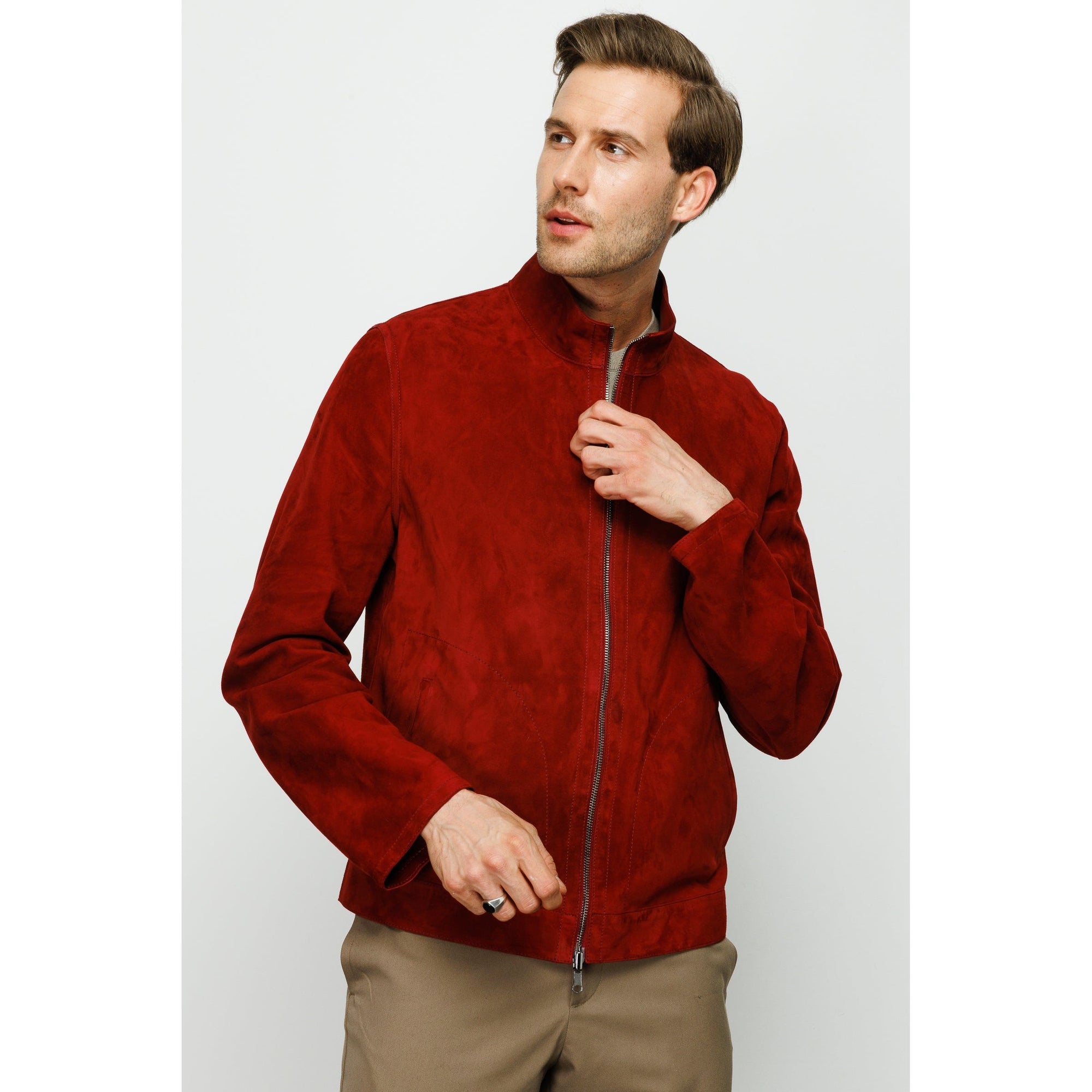 The Alba Burgundy Leather Men Jacket