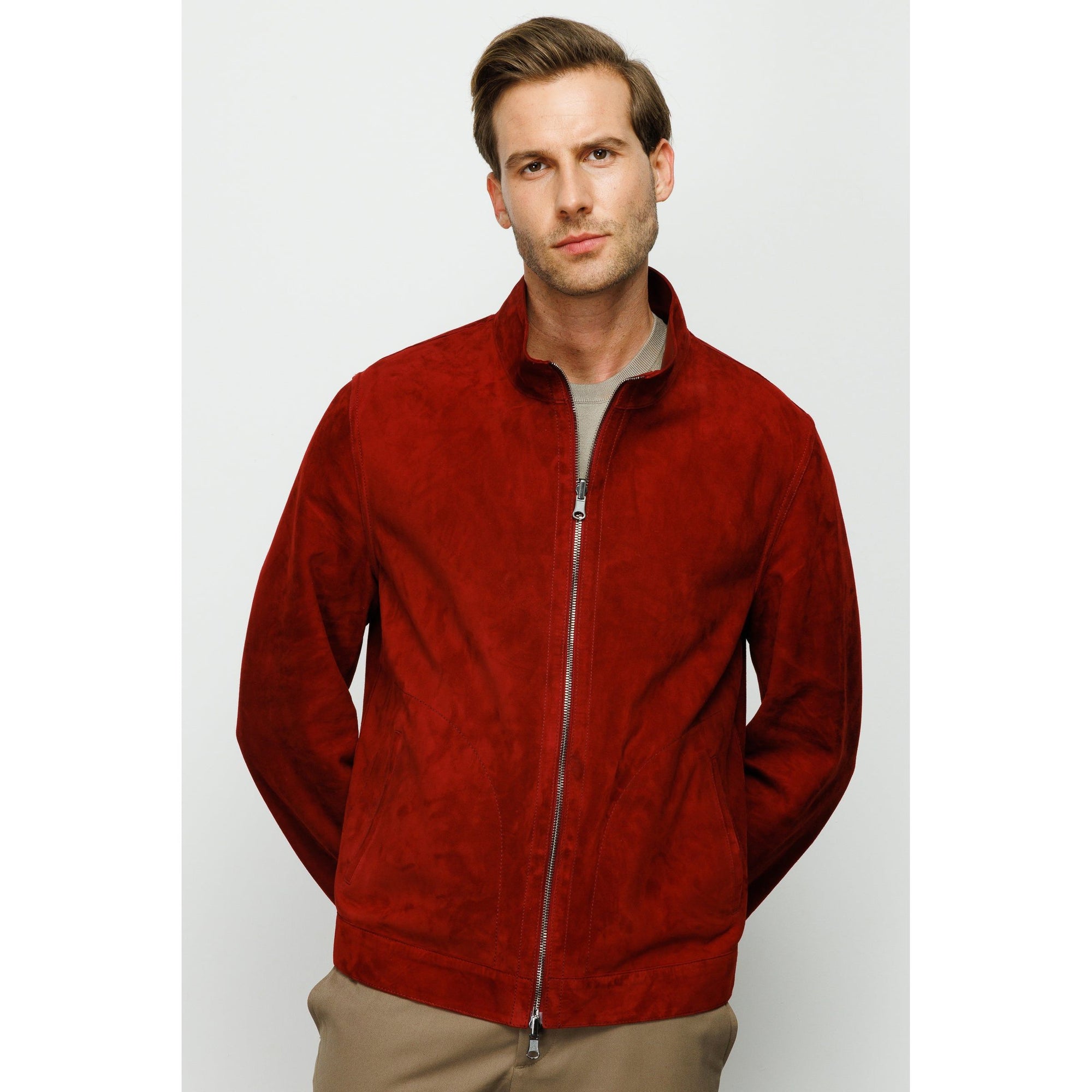 The Alba Burgundy Leather Men Jacket