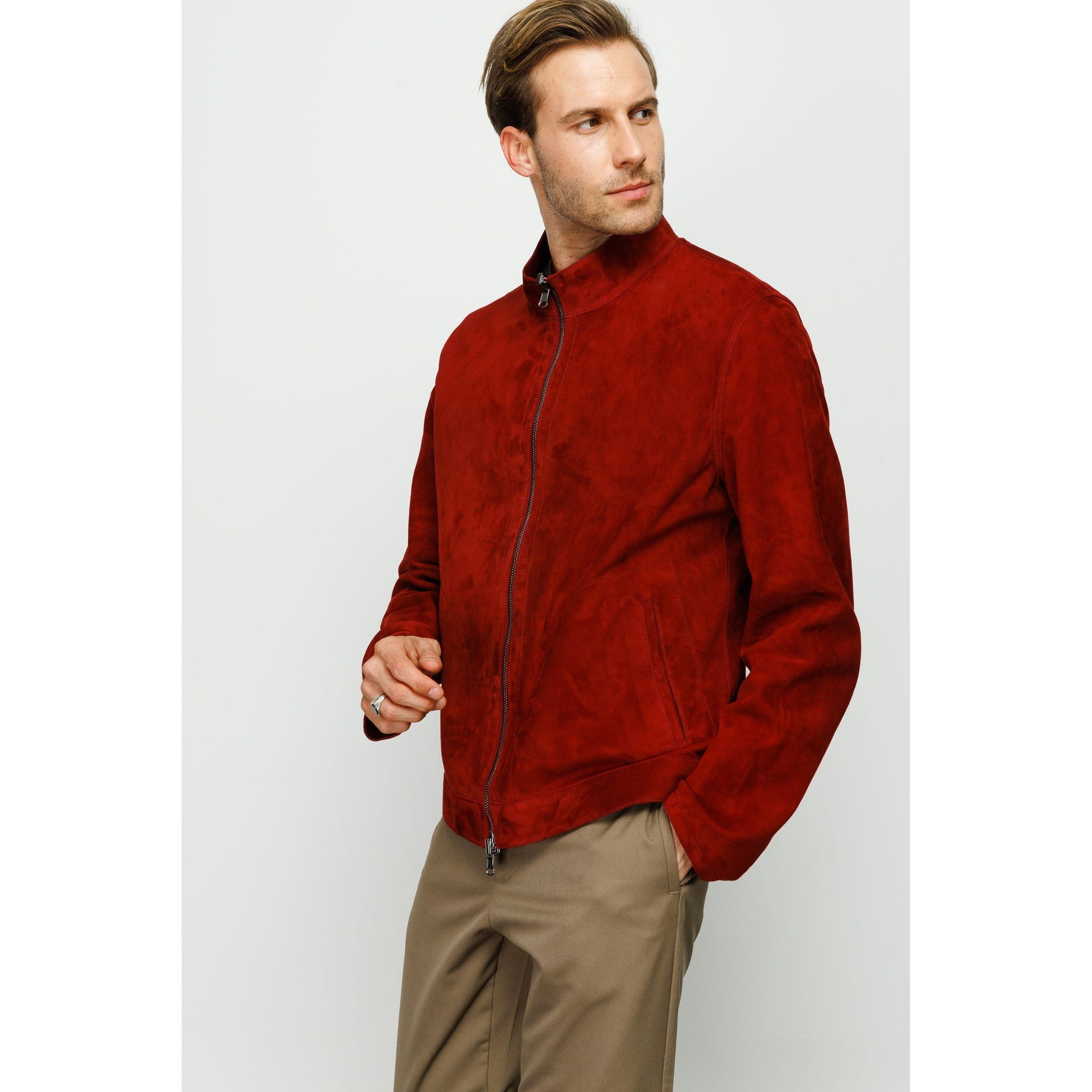 The Alba Burgundy Leather Men Jacket