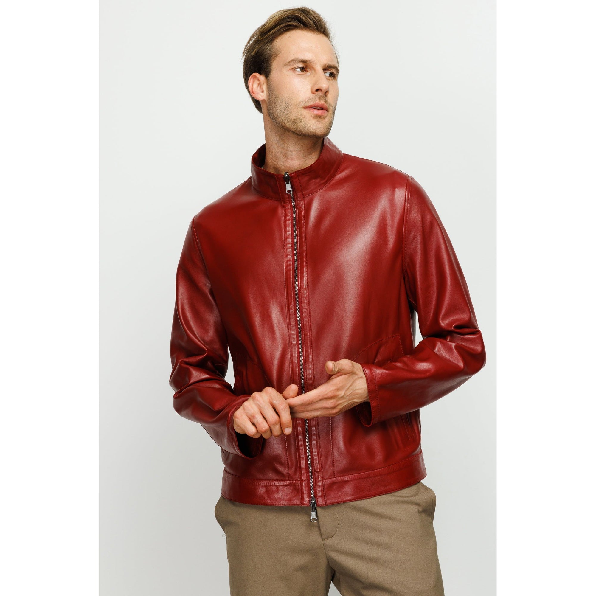 The Del Rio Burgundy Leather Men Jacket