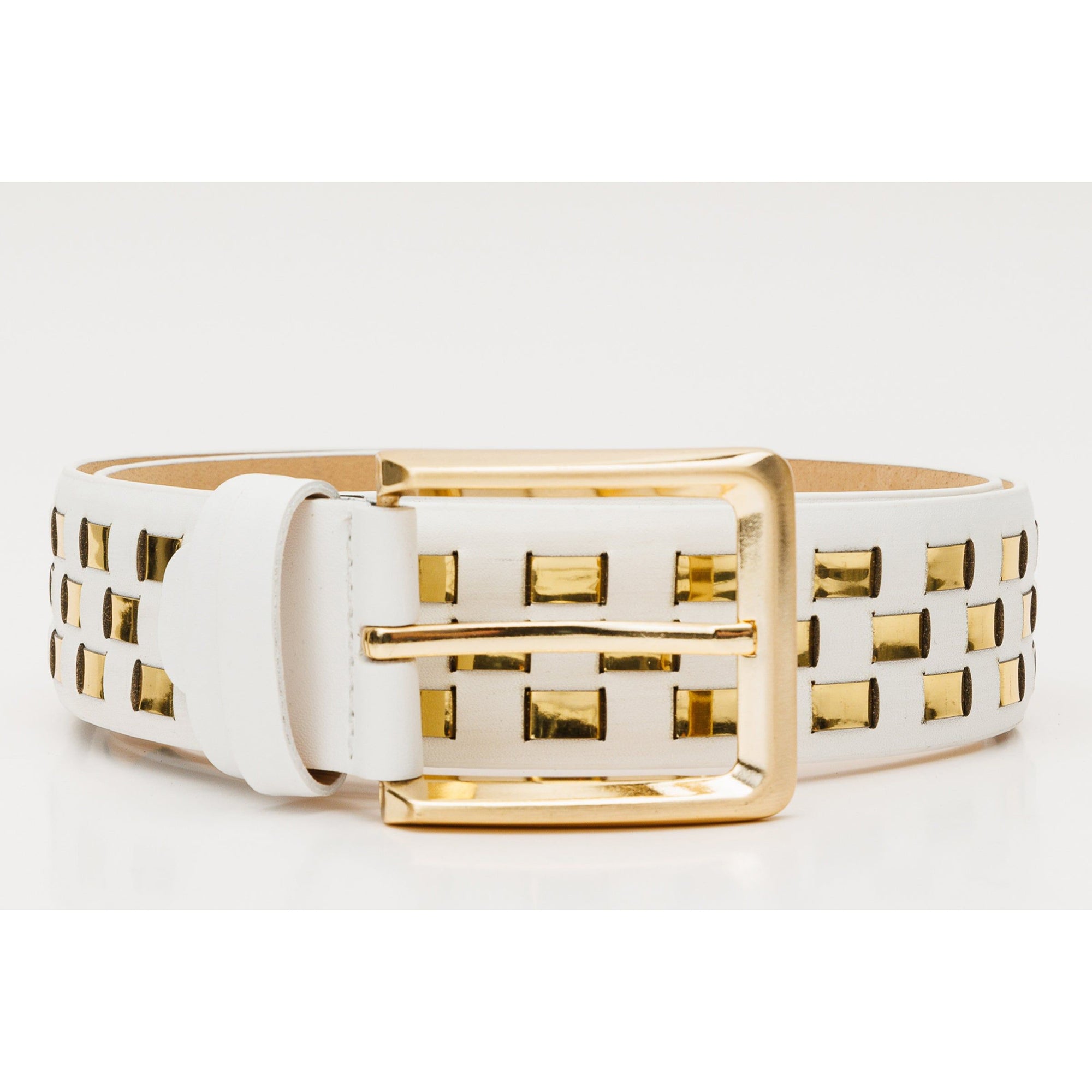 The Mackenzie White & Gold Woven Leather Belt