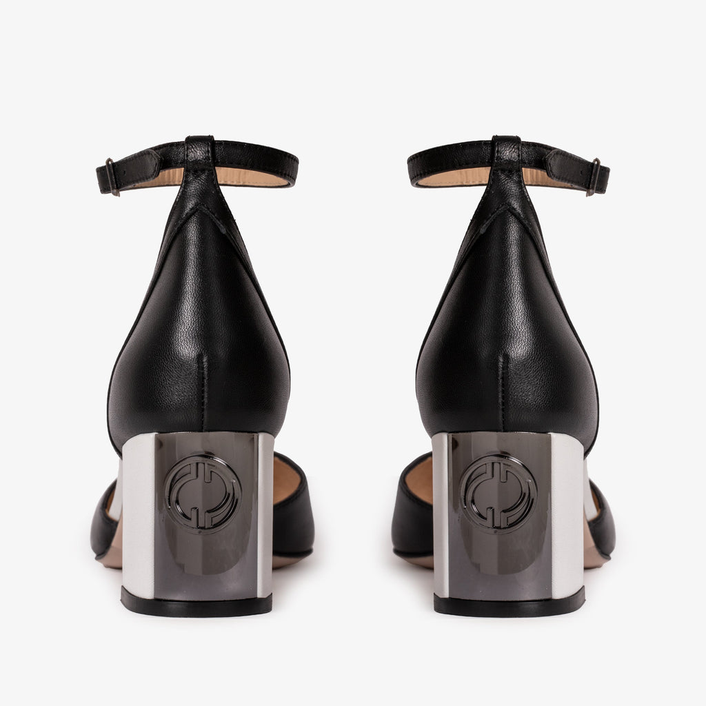 The Noella Black Leather Women Sandal