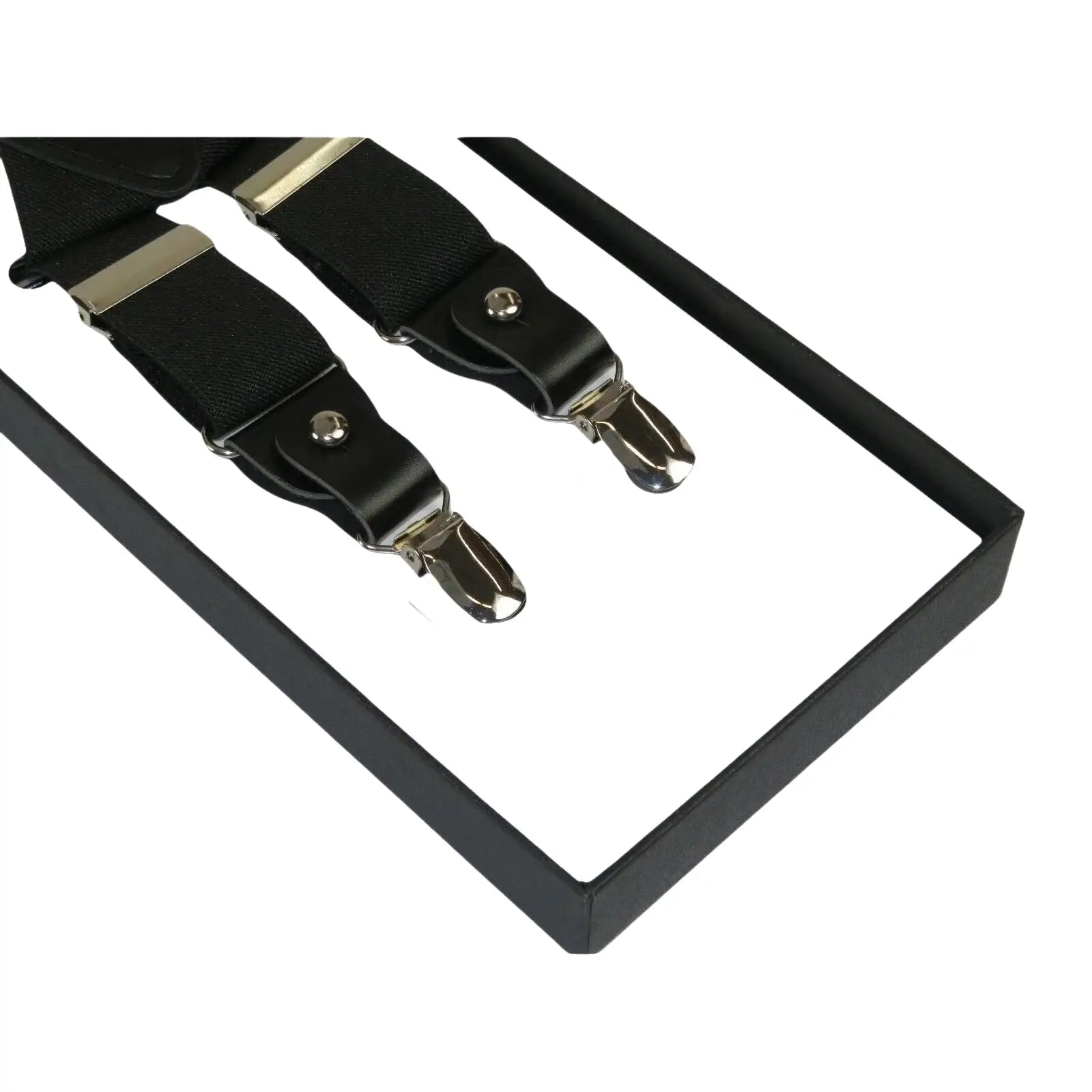 ELEGANT Suspenders Clip on and Button Option for Slacks or Suit Pants Black