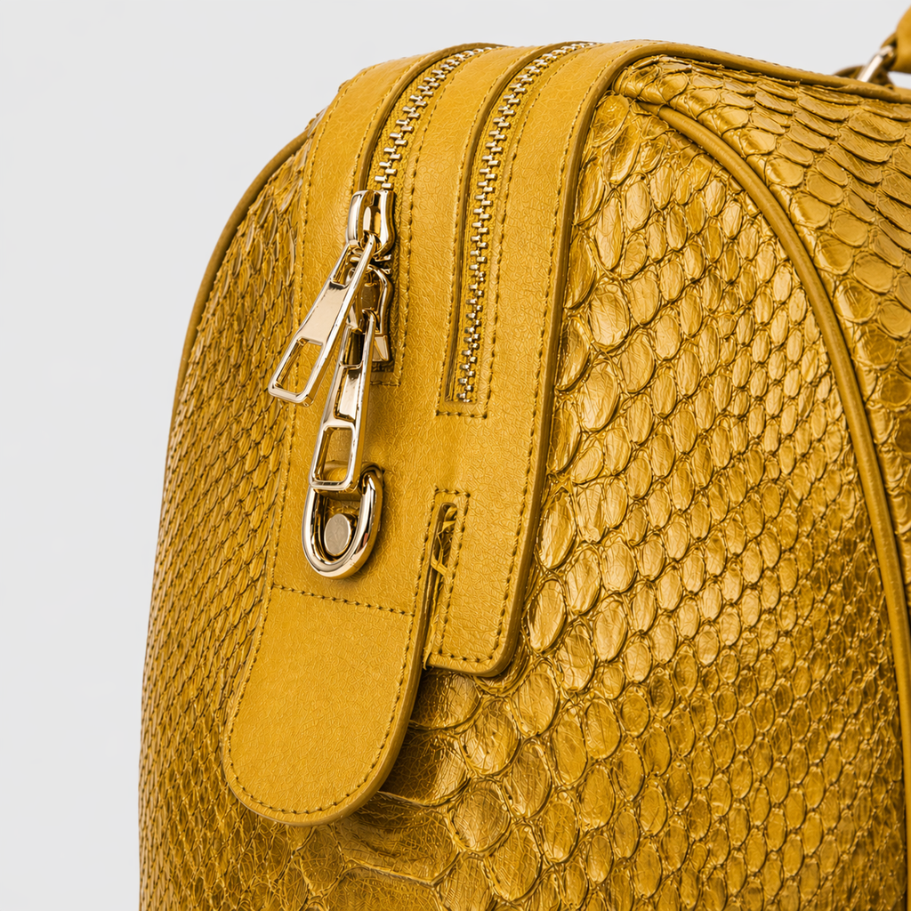 The Velar Yellow  Hand-Painted Python Leather Weekender Bag
