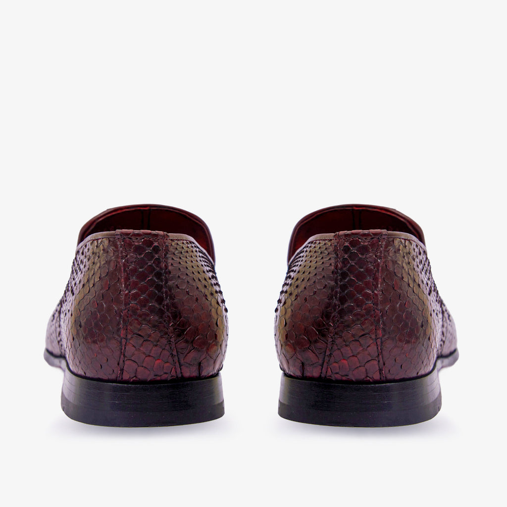 Vinci The Bethesda Burgundy Pyhtn Skin Leather Tassel Loafer Men Shoes