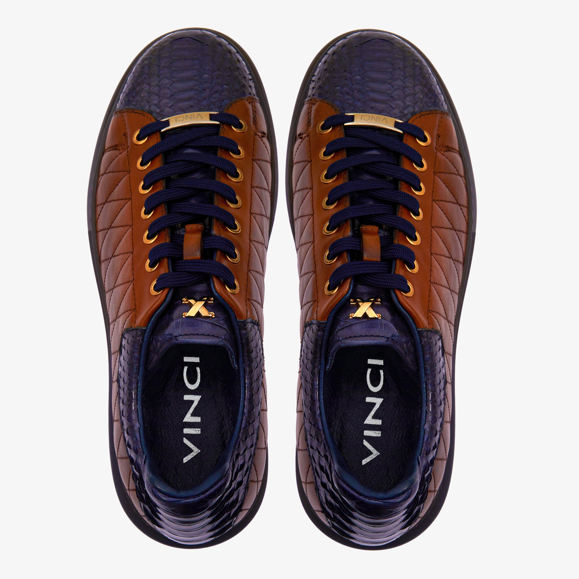 The Adler Snake Skin Tan & Navy Men Sneaker