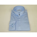Mens CEREMONIA AVM Turkey Cotton Banded Minister Shirt Angelino-35420 Sky Blue