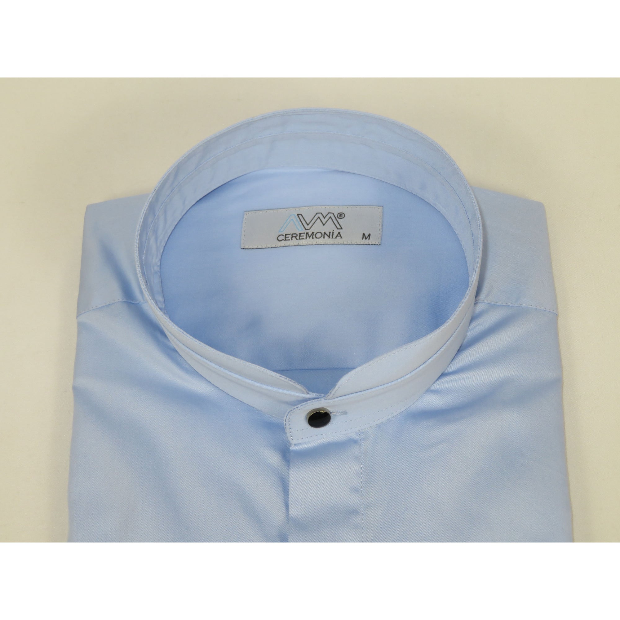 Mens CEREMONIA AVM Turkey Cotton Banded Minister Shirt Angelino-35420 Sky Blue
