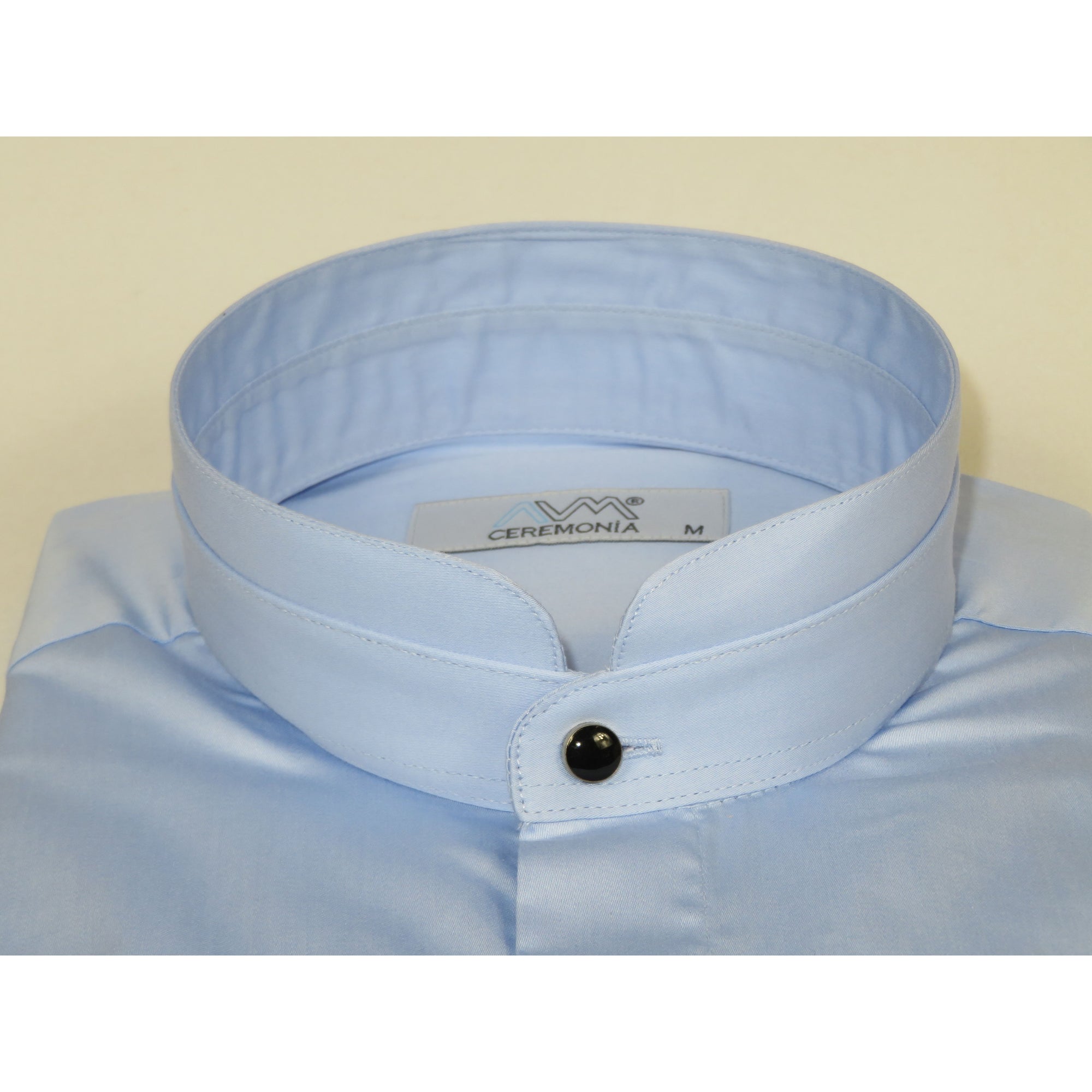 Mens CEREMONIA AVM Turkey Cotton Banded Minister Shirt Angelino-35420 Sky Blue