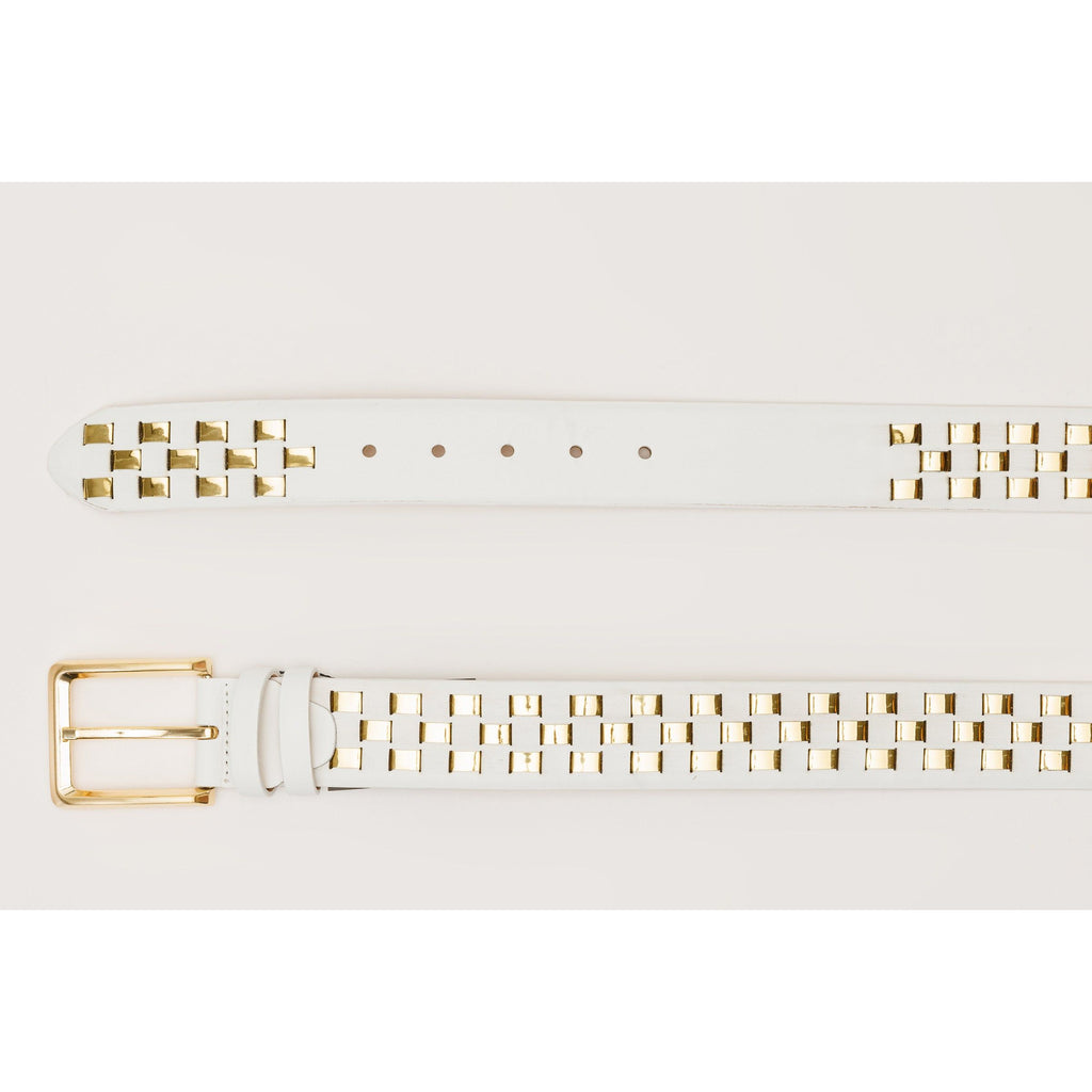 The Mackenzie White & Gold Woven Leather Belt