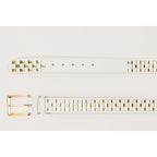 The Mackenzie White & Gold Woven Leather Belt