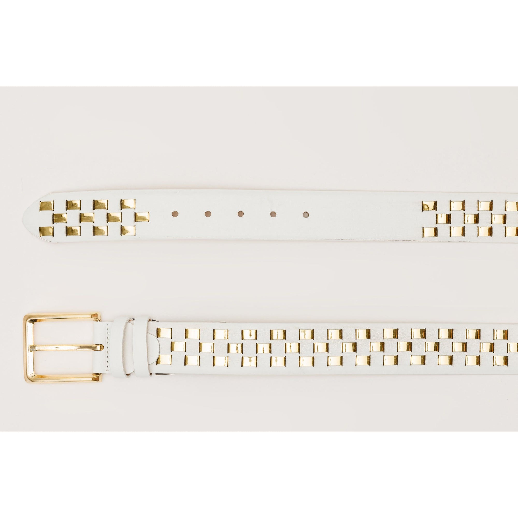The Mackenzie White & Gold Woven Leather Belt