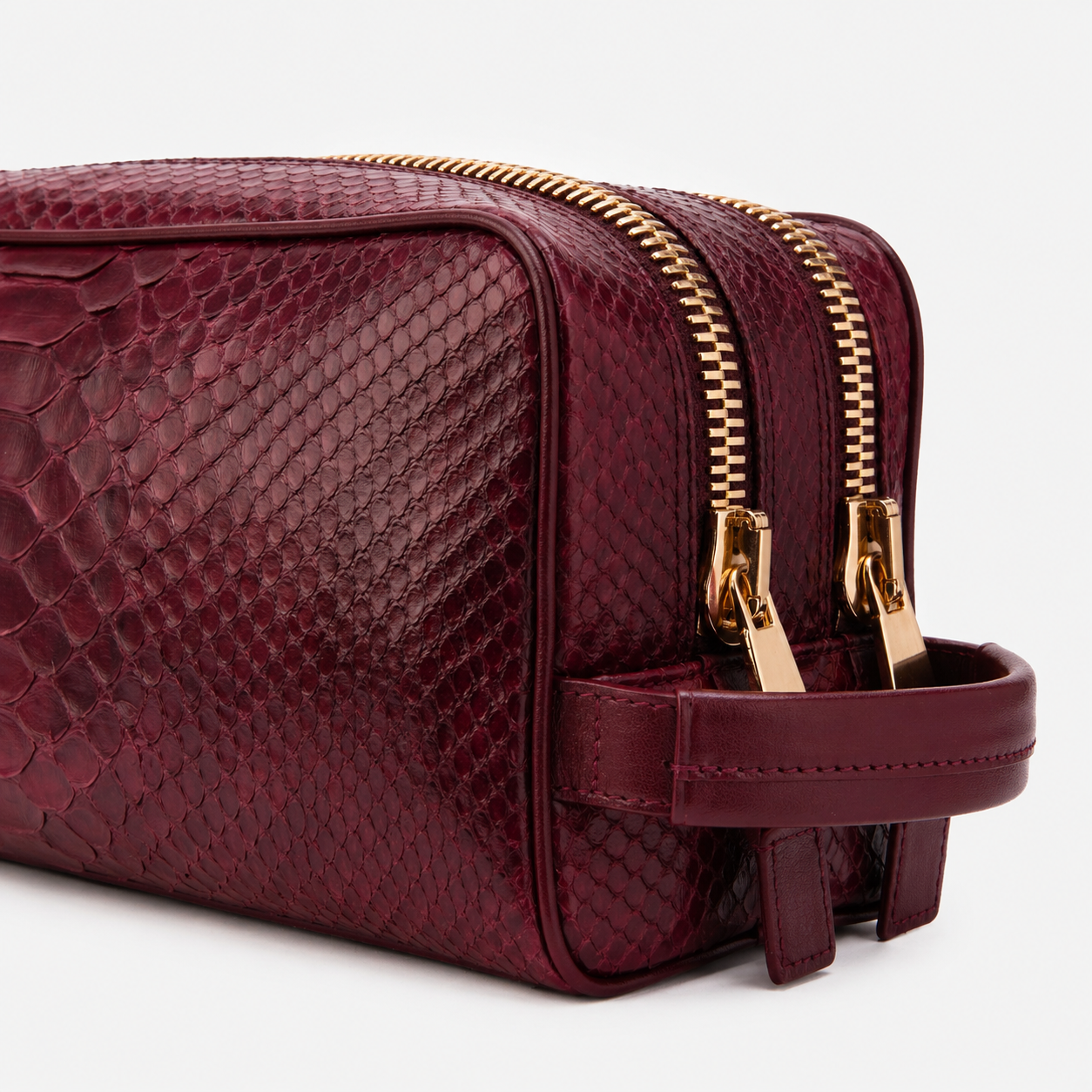 The Belluno Burgundy Snake Leather Men’s Essentials Bag