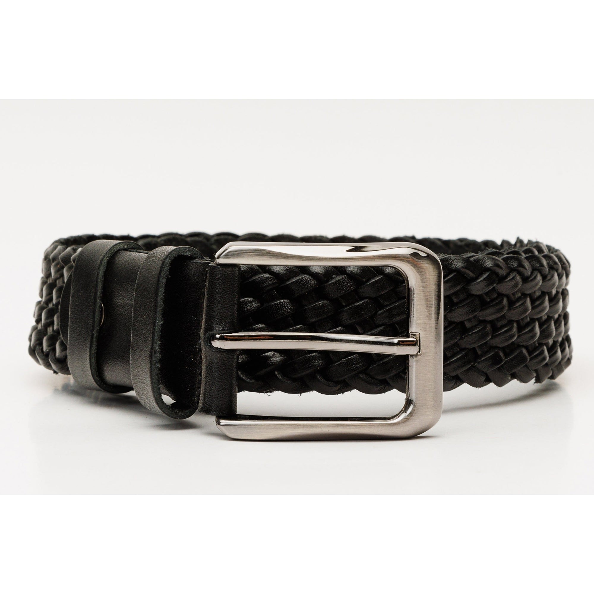 The Grand Woven Black Color Leather Belt