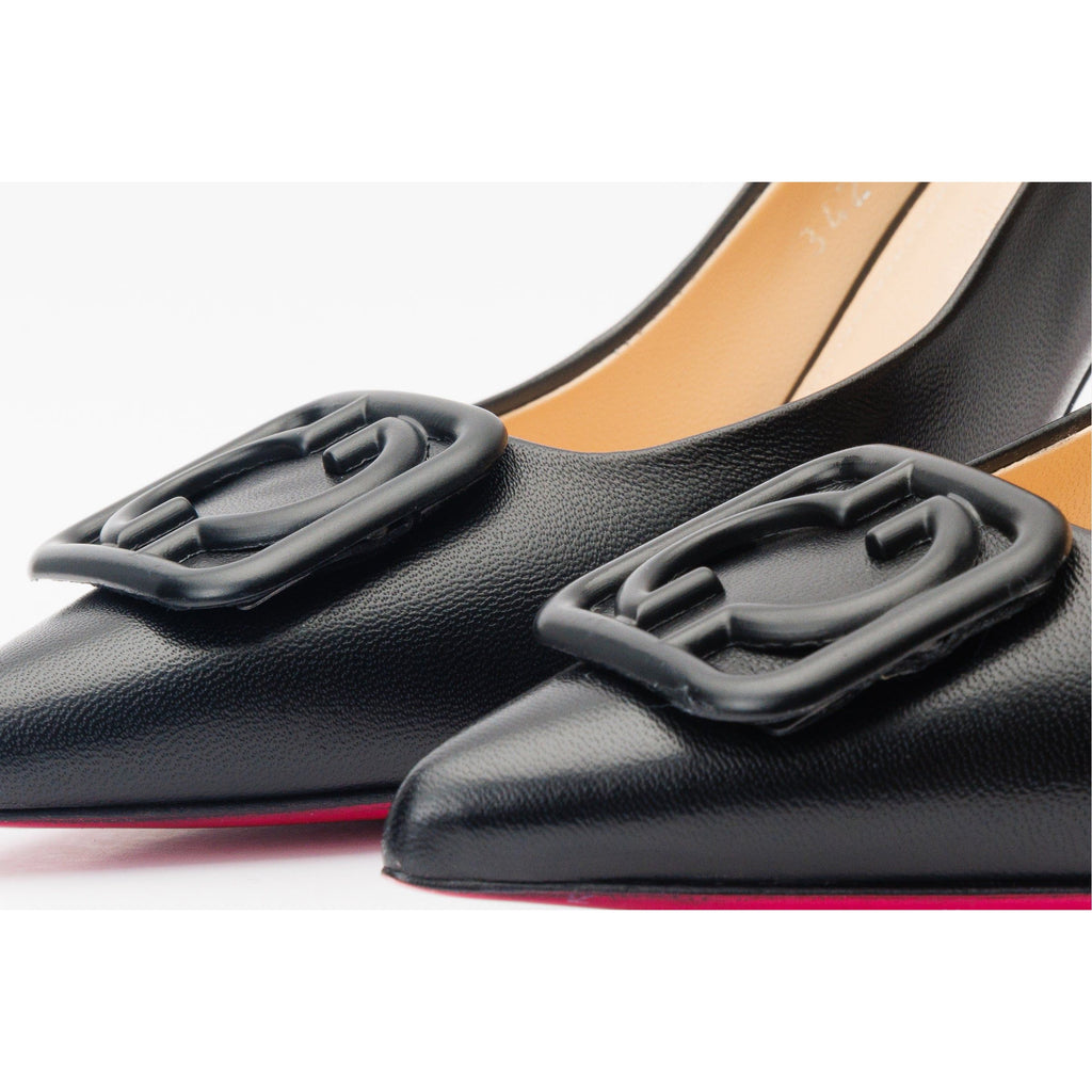 Vinci The Maneadero Black Leather Pump Fuchsia Sole Women Shoes