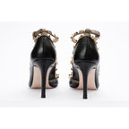 The Lulka Black Spike Leather Pump Women Shoe
