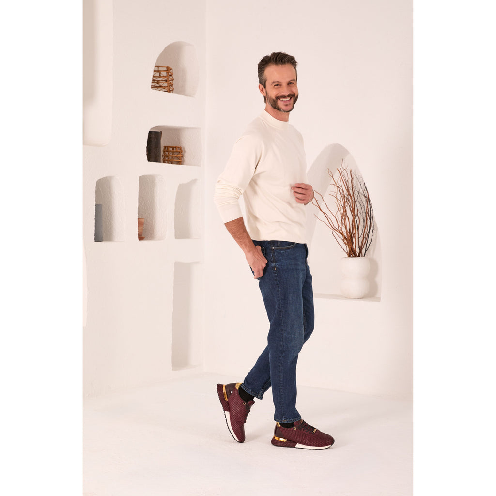 Vinci The Majesty Burgundy Leather Men Fashion Sneaker