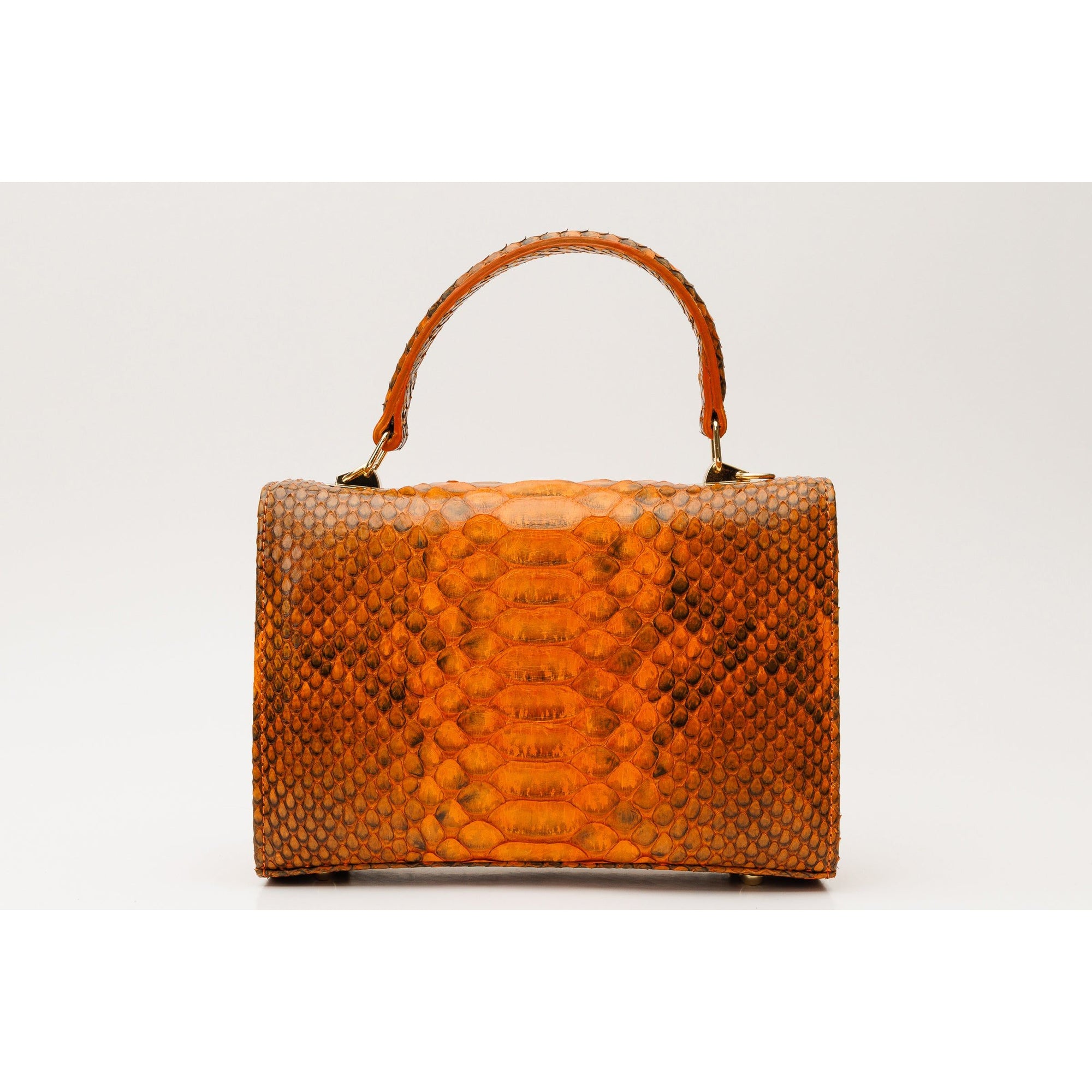 The Queen Orange Pythn Leather Handbag