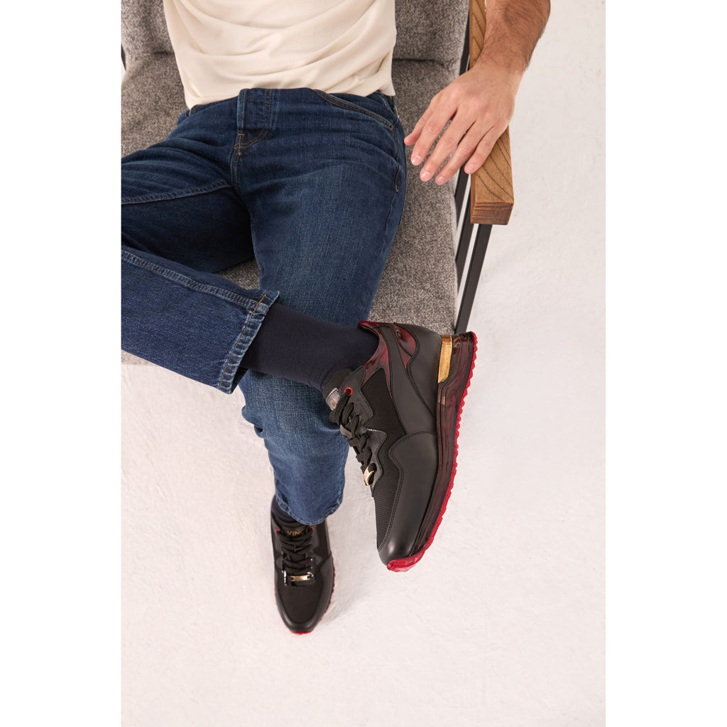 The Rialto Black & Red Patent Leather Men Sneaker