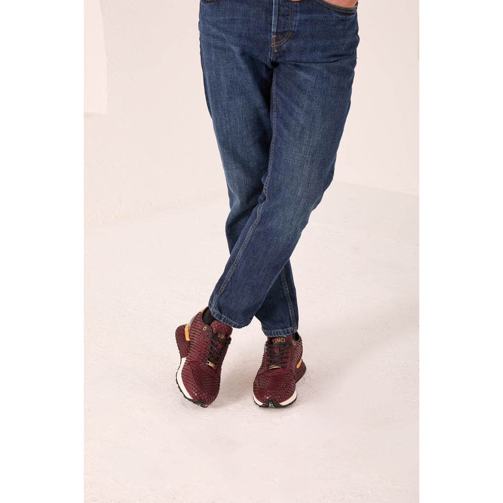 Vinci The Majesty Burgundy Leather Men Fashion Sneaker