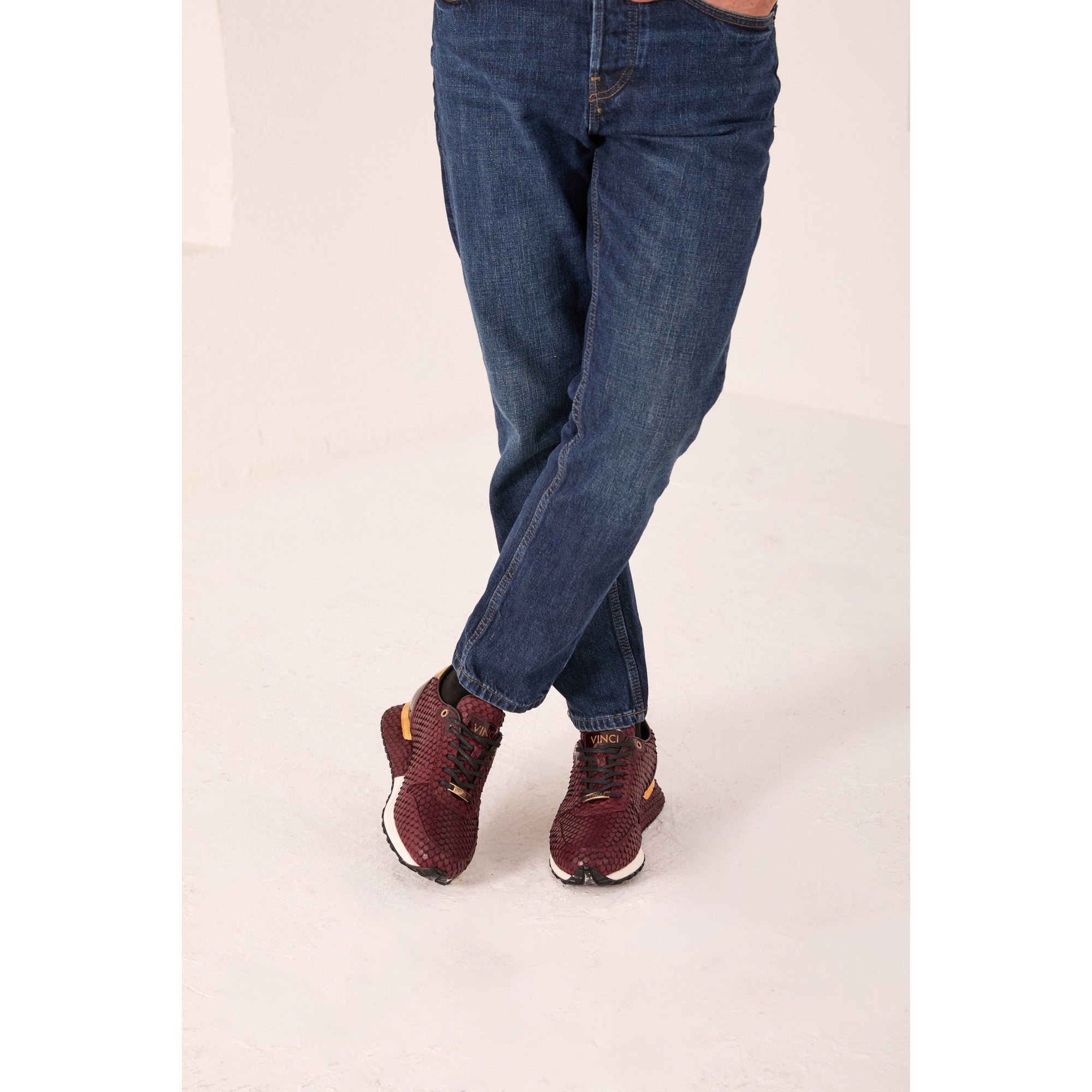 Vinci The Majesty Burgundy Leather Men Fashion Sneaker
