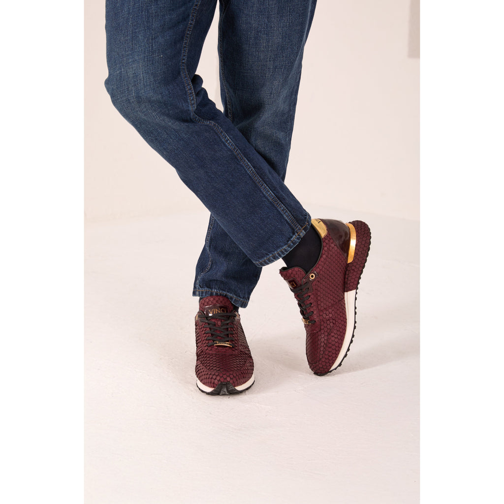 Vinci The Majesty Burgundy Leather Men Fashion Sneaker