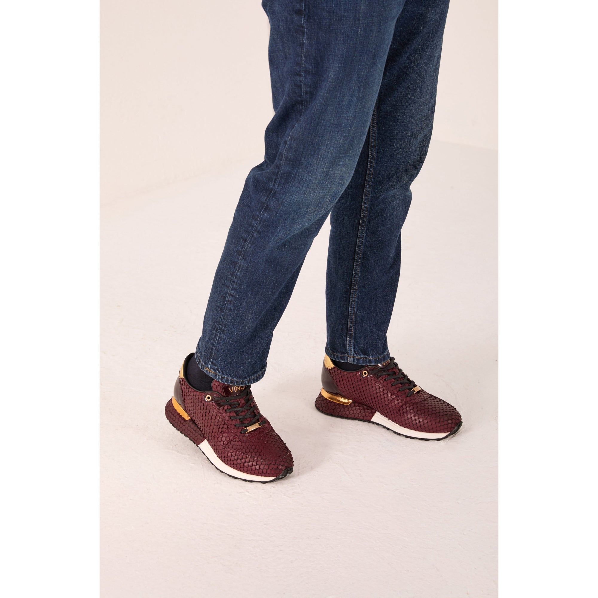 Vinci The Majesty Burgundy Leather Men Fashion Sneaker