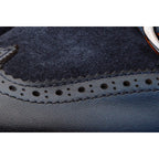 The Albus Navy Blue Leather & Suede Double Strap Monk Brogue Men Boot