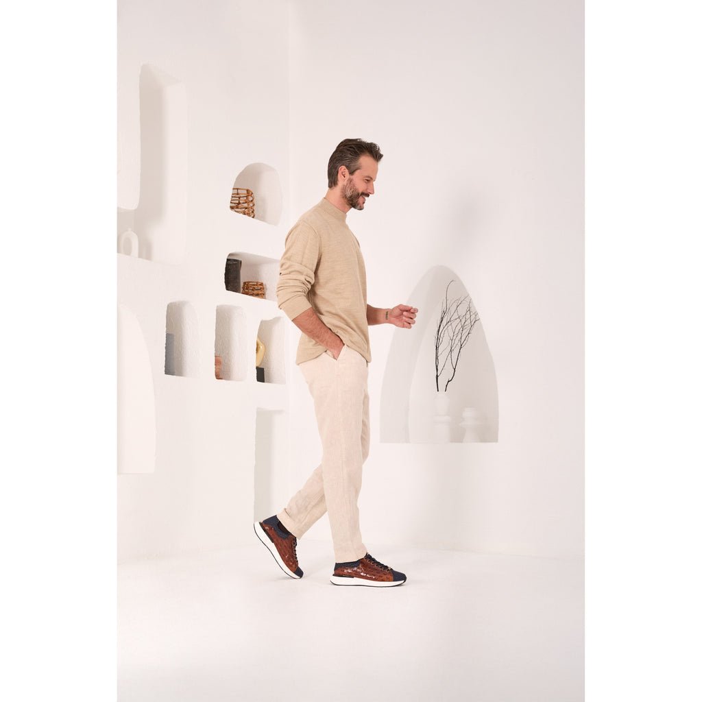 The Caesars Navy & Tan Leather Men Sneaker