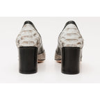 The Toskana Black & Natural Snake Leather Block Heel Pump Women Shoe