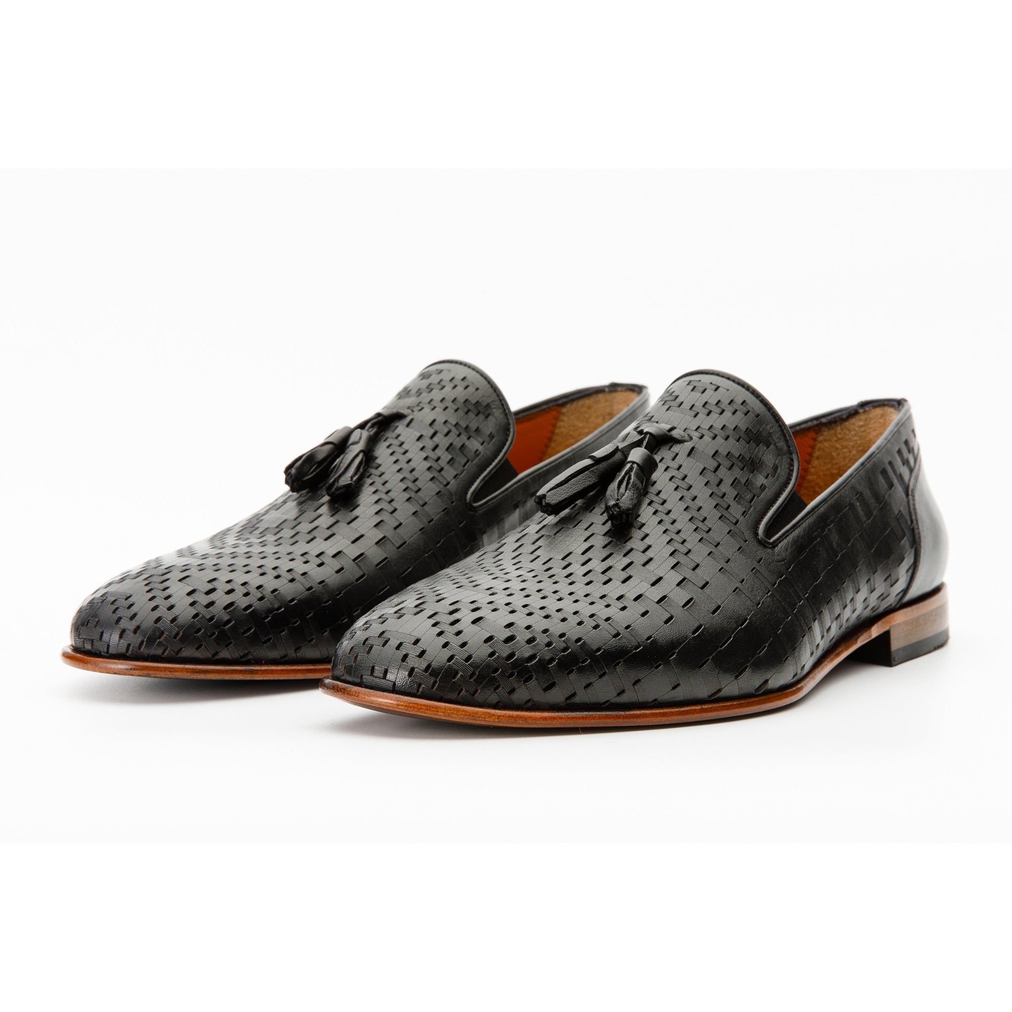 The Meram Black Leather Tassel Slip-On Loafer Men Shoe