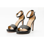The Aksu Black Leather Ankle Strap Women Sandal Final Sale!