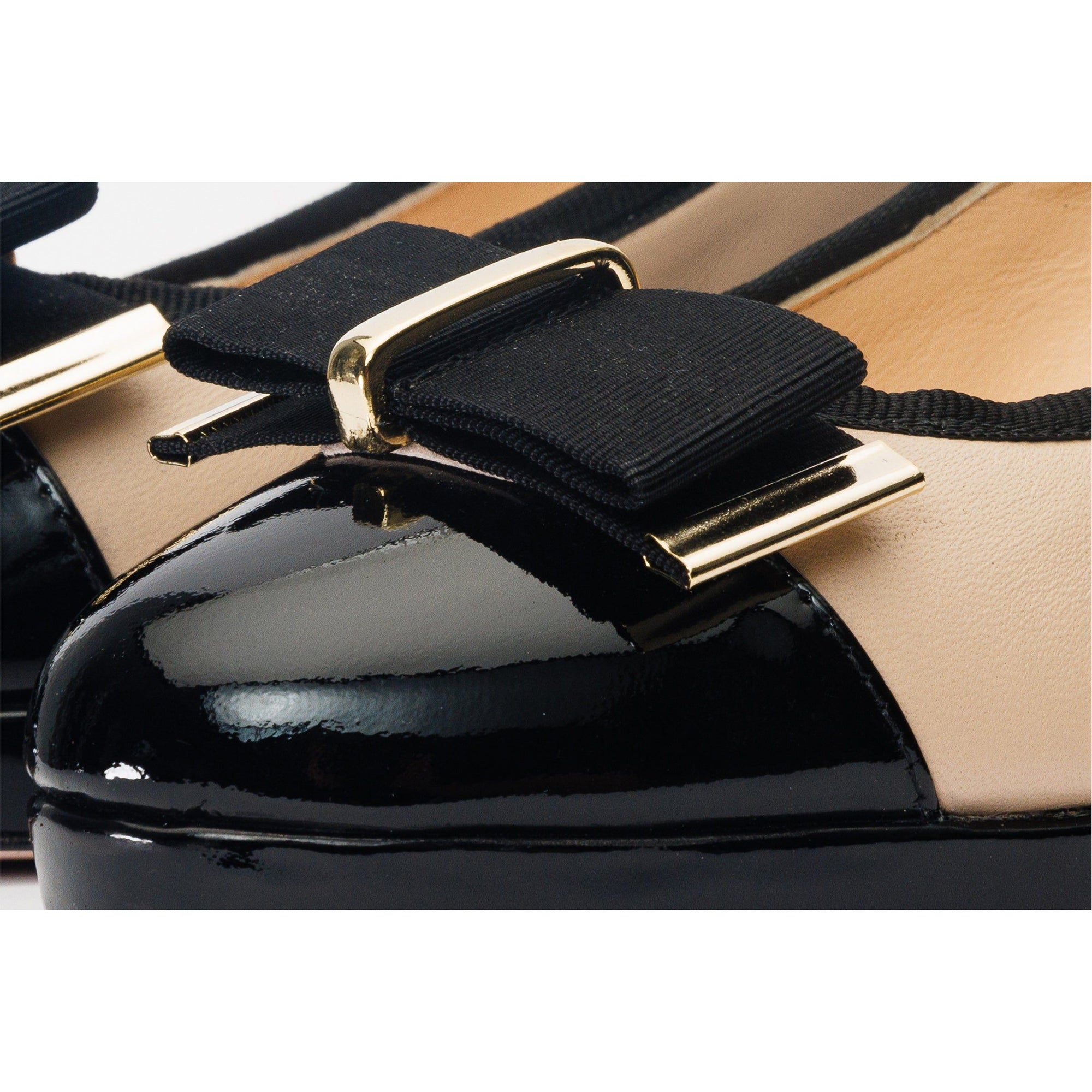 The Fano Beige Leather Cap Toe Block Heel Pump Women Shoe