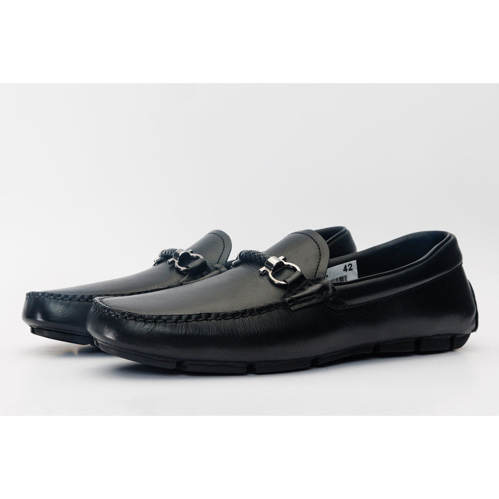 Pavia Black Leather Bit Drive Loafer Men Shoe
