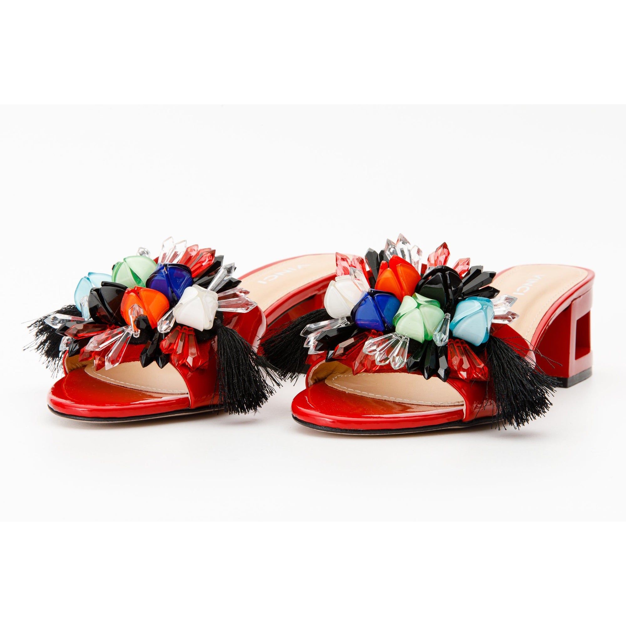 The Vigo Red Leather Block Heel Women Sandal