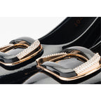 The Ferrara Black Patent Leather Block Heel Pump Women Shoe