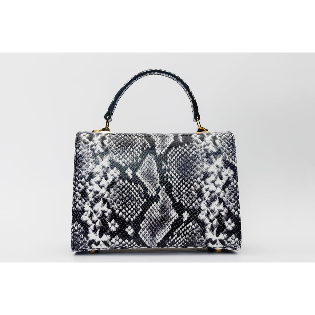 The Venezia Black & White Leather Handbag
