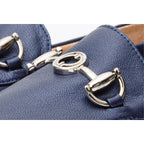 Luanda Navy Blue Leather Women Flat Shoe