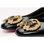The Foggia Black Leather Block Heel Pump Women Shoe