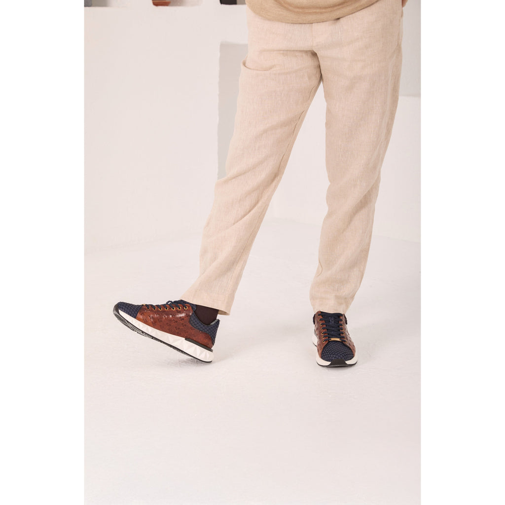 The Caesars Navy & Tan Leather Men Sneaker