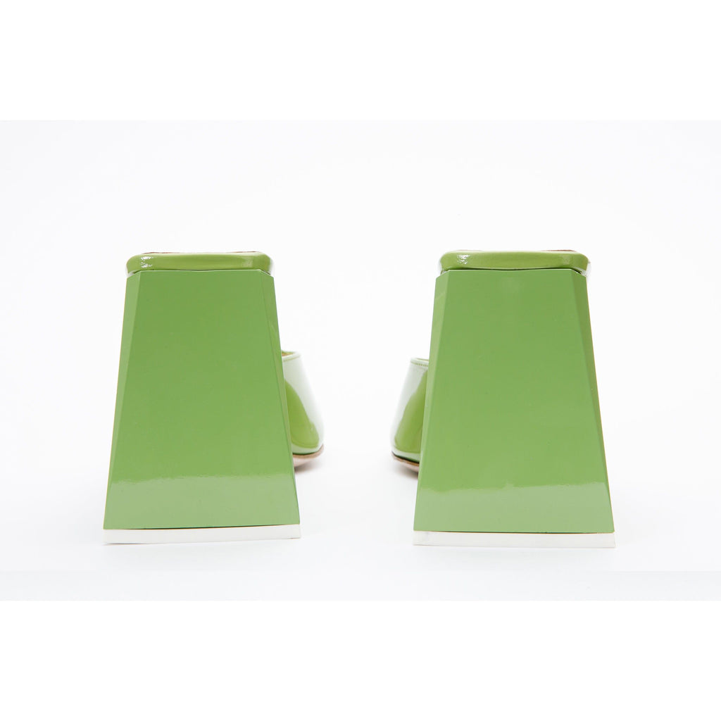 The Butterfly Block Heel Green Patent Leather Sandal Final Sale!