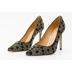 The Bolu Black & Gold Glitter Leather Pump Women Shoe