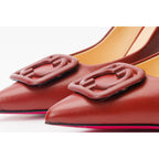 The Maneadero Dark Red Leather Pump Fuchsia Sole Women Shoe