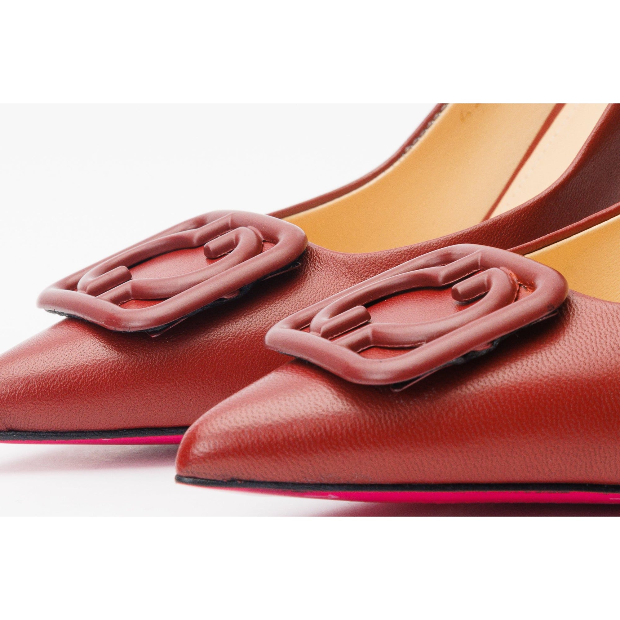 The Maneadero Dark Red Leather Pump Fuchsia Sole Women Shoe