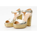 The Tampico Platform Heel Gold Leather Women Sandal