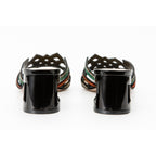 The Palma Black Glitter Leather Block Heel Women Sandal